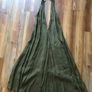 Olive Reformation deep v midi dress